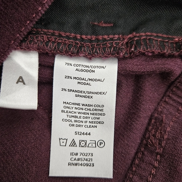 Ann Taylor LOFT Corduroy Skinny Ankle Pants Burgundy High Rise Dark Wash 2 - Picture 6 of 6